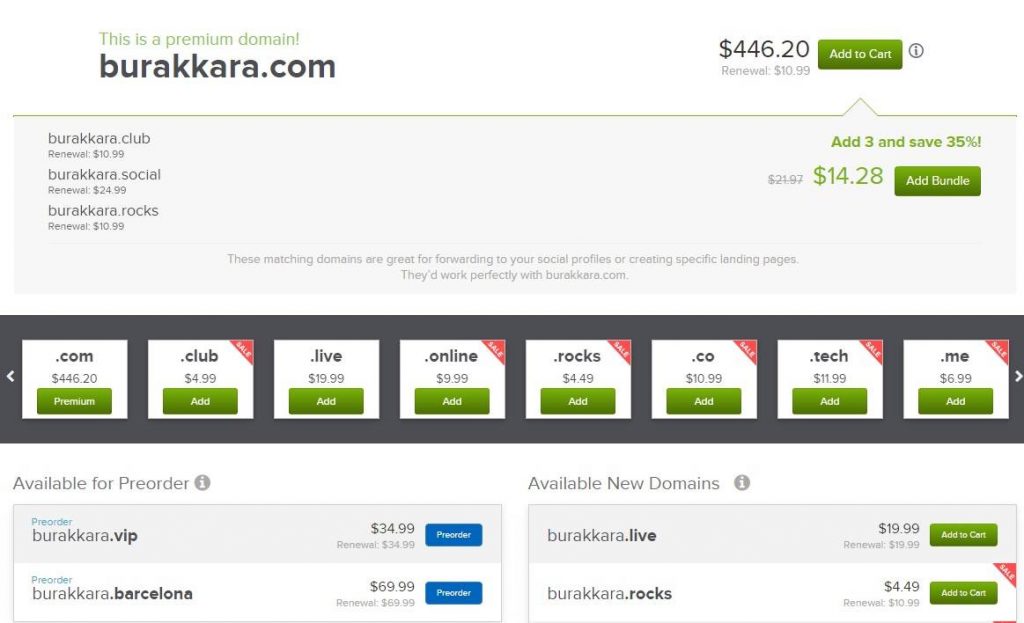 alan adı ve domain sorguladıktan sonra karşımıza çıkacak olan panel